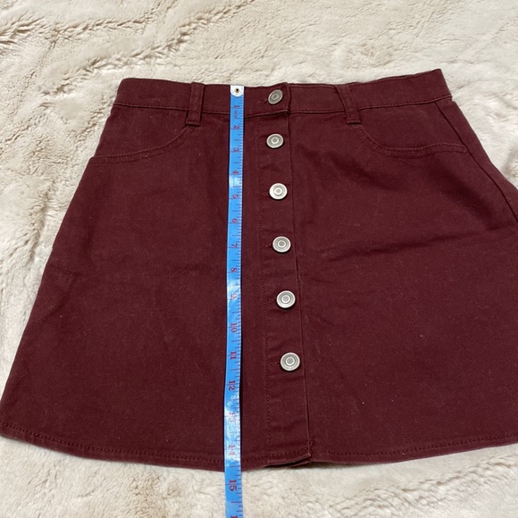 (S/M) Brandy Melville Denim Skirt Maroon Burgundy Small Medium Button Down Red - Picture 8 of 8